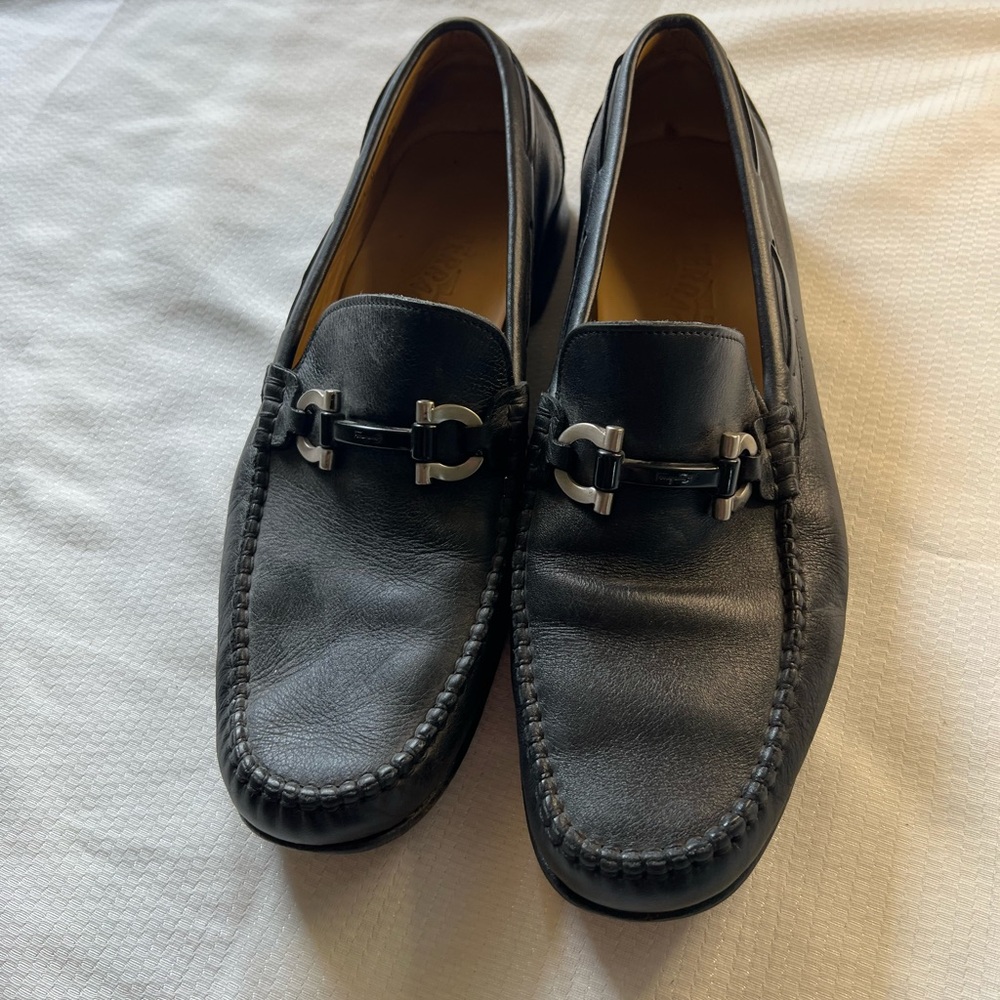 Salvatore Ferragamo Black Leather Slip-On Loafers - Picture 5 of 15